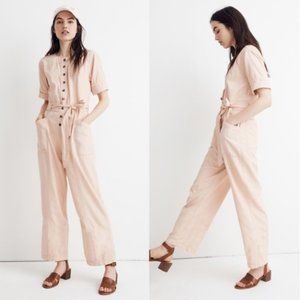 Madewell Topstitched Pink Jumpsuit